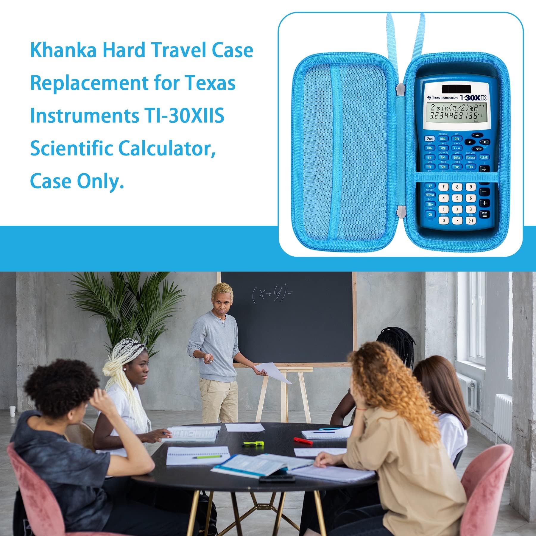 khanka Carrying Case for Texas Instruments TI-30Xa / TI BA II Plus/TI-30XIIS /TI-30XS MultiView/TI-36X Pro Engineering Scientific Calculator, Case Only (Blue)