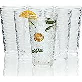 ZAINCA 20-ounce Plastic Tumblers, Acrylic Drinking Glasses High-Balls, set of 6 Clear Reusable Plastic Cups, Stackable, BPA-Free, Shatter-Proof, Dishwasher-Safe