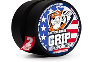 D-XAM Hockey Tape Black Grip Tape 2 Roll Athletic Sports Tape 1inch Multipurpose Cloth Tape for Lacrosse Stick Handles Pullup Bars Tools Fingers - Water-Resistan Protect from Scratches Smudges Goon Tape