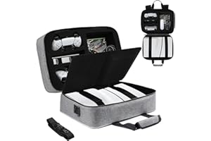 Nepagz Carrying Case Compatible with 5 Slim New Model, Protective Travel Bag Holds 5 Slim Console(Disc or Digital Edition) 2023, DualSense Controllers, Base and Other Accessories, Grey