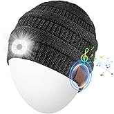 Rotibox Bluetooth Beanie Hat with Light, Music Knit Hat with Headphones for Outdoor Sports,Gifts for Men, Stocking Stuffers for Men