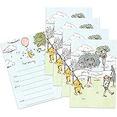 Winnie the Pooh Baby Shower or Birthday Party Invites - 20 Count of 4 x 6 Inch Double Sided Fill-In Invitations With Wet To Seal Envelopes