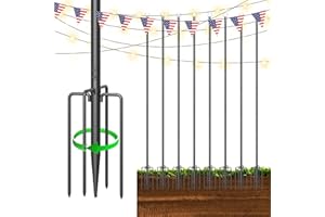 DOCAGT 8 Pack String Light Poles 9 Ft for Outside, Metal Light Poles for Outside to Hang, Backyard Poles for Garden, Patio, Wedding String Lights, Deck Lighting Stand (8x9FT)