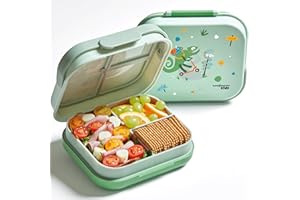 Bentoheaven Premium Bento Lunch Box for Kids, 9 Designs, Leak-proof 3-4 Compartments, Divider, Ideal size 30oz, Microwave/Dishwasher Safe Kids Bento Box (Loncheras Para Niños/Niñas)[Green]