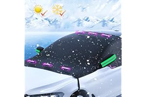 WONDMALL Large Car Windshield Cover for Ice and Snow,Automobile Snow Cover with Side Window and Rearview Mirror Protector,Universal for Most Vehicle, Car and SUV to Protect from Snow,Rain,Sun and Frost