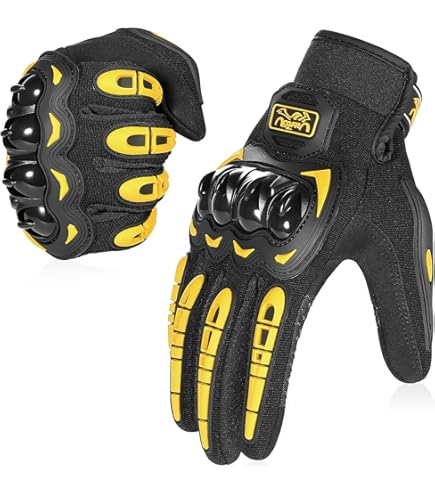 TREGOO Motorcycle Gloves Half Finger For Men & Women - Steel Knuckle, Touchscreen, Breathable (Red, XX-Large) - View #2
