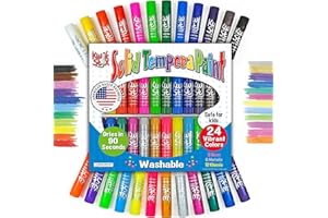 THE PENCIL GRIP Kwik Stix Solid Tempera Paint Sticks, 24 Colors, Washable Paint Sticks for Kids, Non-Toxic, Quick Drying, Allergen Free, Comes in Classic, Metallic, & Neon Colors, Ideal for Kids and Toddlers