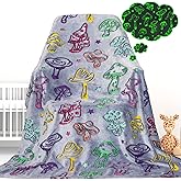 Gdindff Mushroom Blanket Gifts for Women Girls, Valentine’s Day Gifts for Her Kids Teens, Cute Mushroom Decor Cottagecore, Soft Cozy Fleece Throw Blanket for Kids, Glow in The Dark 60"x50"