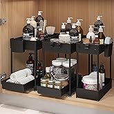 Sevenblue Under Sink Organizer 3 Pack, Bathroom Organizers, 2 Tier Multi-Use kitchen Organizers and Storage with Sliding Draw