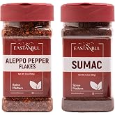 Aleppo Pepper and Sumac, Aleppo Pepper Flakes 5.3oz, Sumac Spice 6.4oz | Spice Set of Pul Biber and Sumak Seasoning, Moderate Heat Crushed Turkish Red Chili, Spice Buddies
