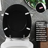 Angel Shield Black Wooden Toilet Seat with Adjustable Hinges Antibacterial view 4