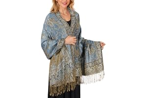 MUQU Women Pashmina Shawls and Wraps Scarf Soft Silky Reversible Paisley Scarves Shawl for Women