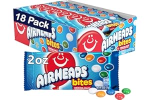 Airheads Bites, Halloween Trick or Treat Candy, Assorted Fruit Flavors, Individually Wrapped Bulk Candy for Adults & Kids, Movie Theater, Party, Concessions, 2 oz Packs (Box of 18 Bags)