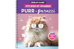 Brain Games - Sticker by Number: Purr-Parazzi (24 Images to Sticker): Includes 2 Foil Sticker Sheets to Complete Each Image!