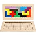 Wooden Pentominoes Puzzle Games - Family Board Games for Kids and Adults- Tangram Geometry Math Pattern Blocks Toys for 6 Years Montessori Learning Toys - Smart IQ Math Brainteaser Puzzle