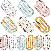 Tinlade 12 Pcs Jumbo Flower Acrylic Paper Clips Multicolor Floral Paperclip for Office Bookmark Gift Book Lovers, Back to School Supplies Bookmark Clamp Desk Accessories Stationery Spring Gift