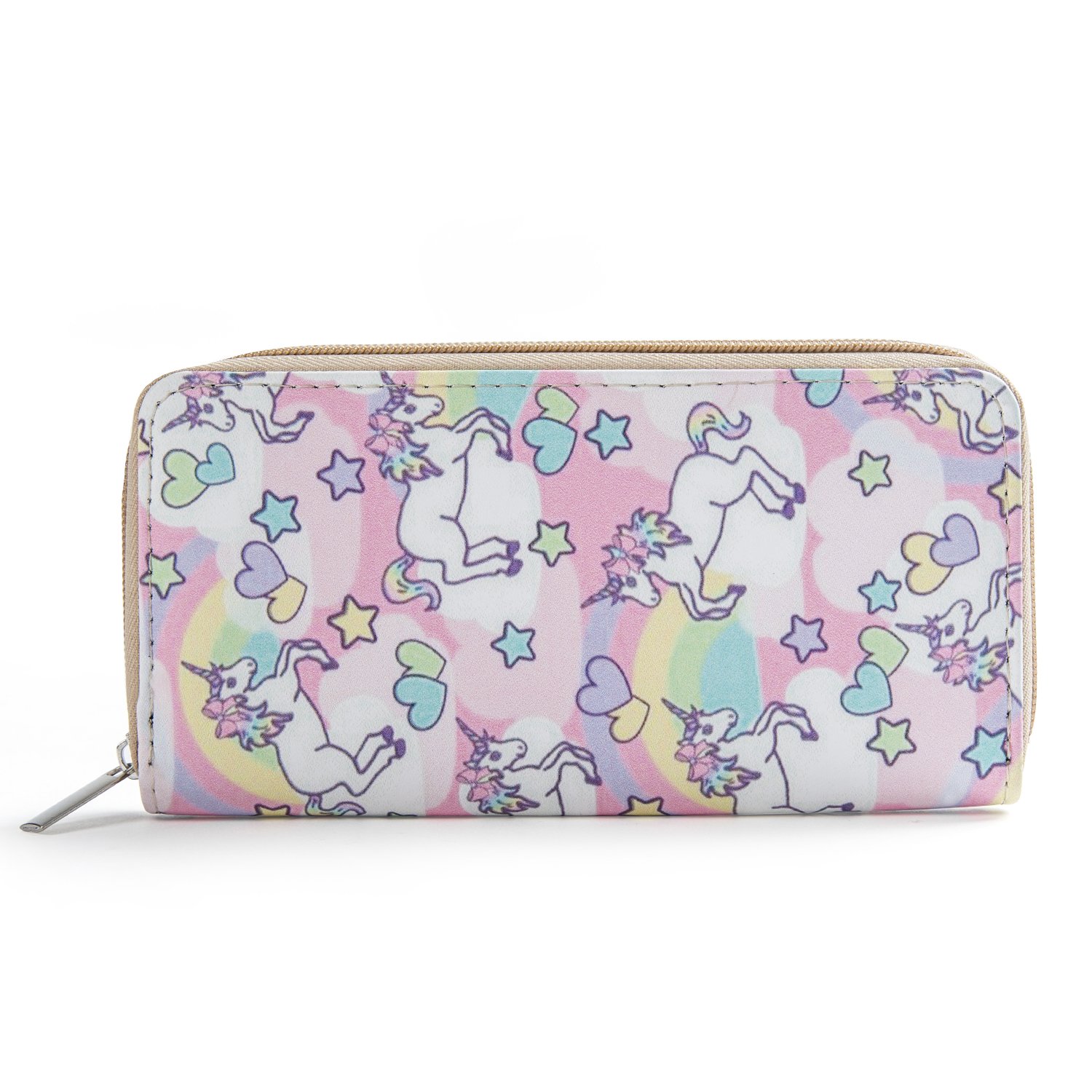 DonDon Women’s Purse Wallet Unicorn Pattern Saying Heart and Stars
