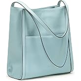 Kattee Leather Tote Bag for Women, Medium Shoulder Handbag | Top grain pebbled leather with 5 pockets, fits a 12-inch tablet,