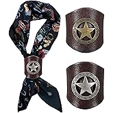PATIKIL Western Bandana Scarf Ring, Men Square Handmade Leather Star Scarf Slide Ring for Men Scarves Jewelry Gift