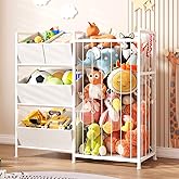 BBLIKE Kids Storage Organizer with 4 Removable Bins, Kids Storage Toy Shelf Organizer for Stuffed Animal Holder for Bedroom Playroom Nursery, White