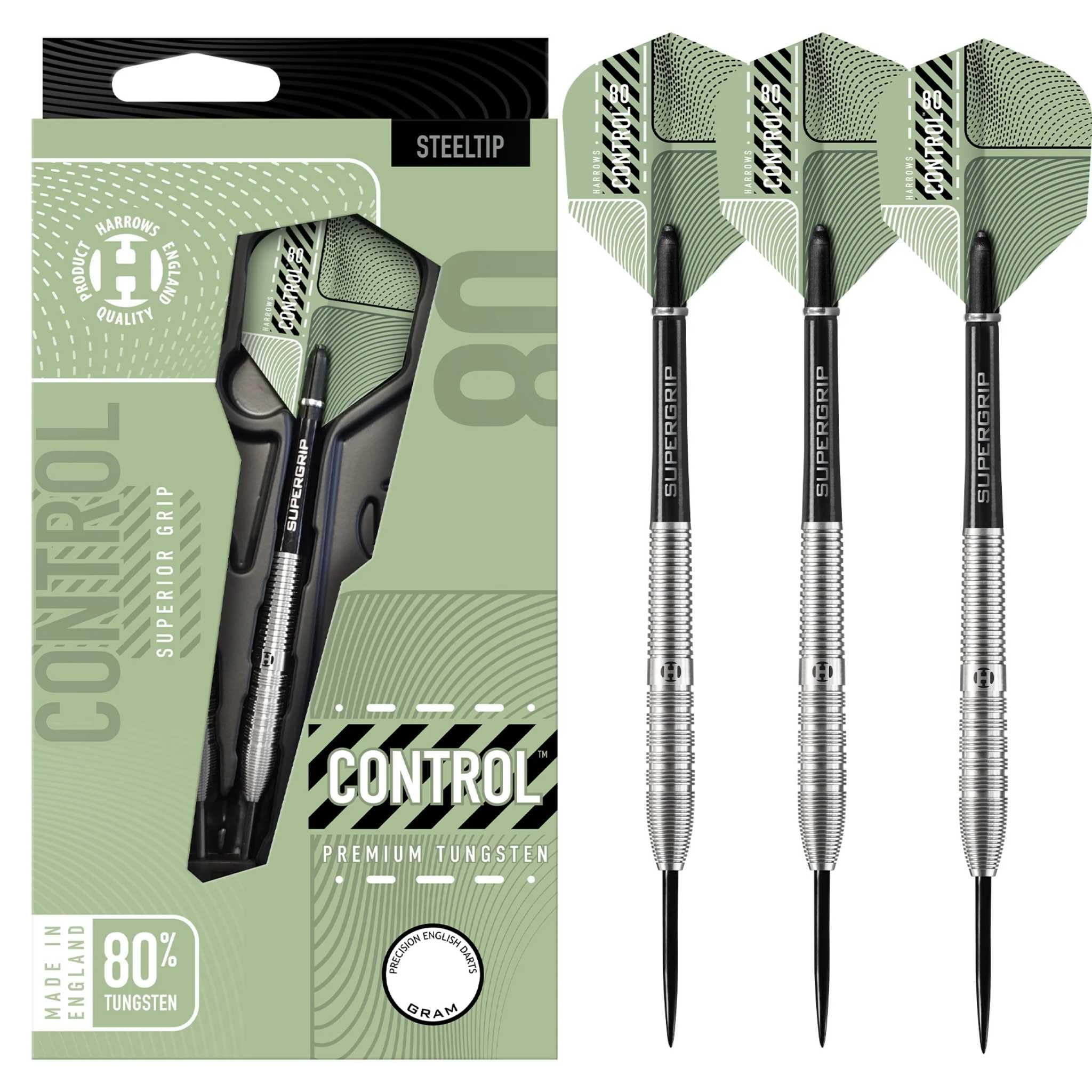Harrows Control Tapered 80% Tungsten Steel Tip Darts Set (24, Grams)