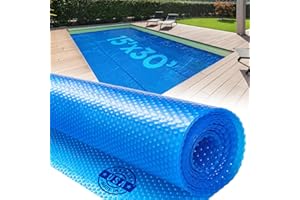 Shop Square 15' x 30' Rectangle Solar Cover for Inground and Above Ground Pools, 12 Mil - Premium Heavy Duty Solar Blanket for Above Ground Pool, Blue - Made in USA