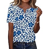 LOMON Womens Short Sleeve V Neck T Shirts Summer Tops Basic Tees Business Casual Blouses Trendy Fashion Clothes