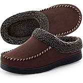 ULTRAIDEAS Men's Warm Fuzzy Moccasin Clog Slipper, Slip on Winter Comfy Indoor/Outdoor House Shoes