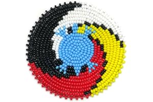 BUYBEADED Handmade Beaded Rosette Medallion Patch Applique Native American Style (4 Direction Turtle 2.5 inch)