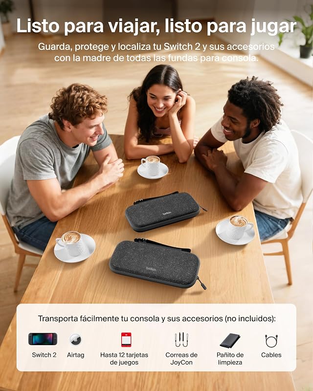 Bolso para saco de viagem para jogos para AirTag Nintendo Switch 2 Carbon