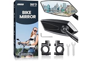 COICER Bike Mirror Handlebar Mount 360° Adjustable 2pcs, Accessories Bike Side Mirror, E Bike Mirrors for Handlebars, Scooter Mirrors for Handlebars with Scratch Resistant Glass, E Bike Rear View Mirror