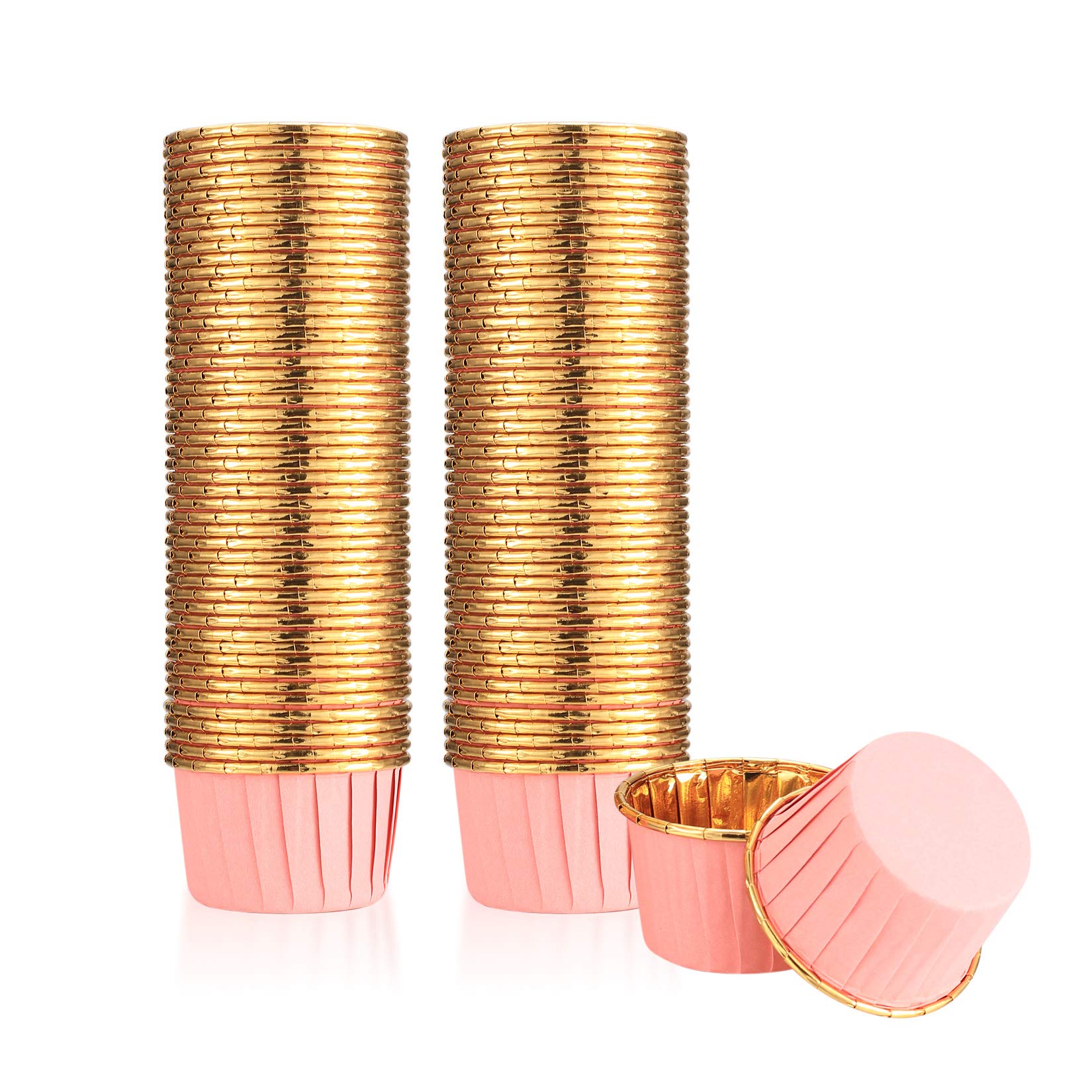 Xiaheipi mini 100 Pcs Cupcake Baking Cases, Muffin Liners Cases, Mini Cupcake Paper Cups, Foil Metallic Muffin Wrappers for Birthday, Wedding, Holiday Party(44 * 35 mm)