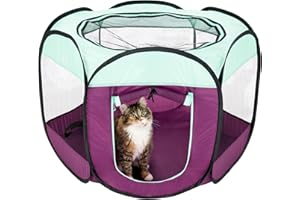 Furhaven Portable Dog Playpen Cat Tent, Pet Playground,Kennel Foldable Indoor Outdoor Zippered Puppy Crate - Purple, Small