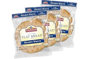 TOUFAYAN BAKERIES Toufayan Hearty White Flatbread – Soft, Versatile Flatbread for Wraps, Sandwiches, Gyros & Pizzas | Freeze Upon Arrival | 3 Pack (15 Flatbreads Total)