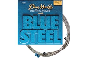 Dean Markley 2036 Blue Steel Acoustic Guitar Strings 6 String Set 12-54 Medium Light Gauge, Cryogenically Processed Steel Gui