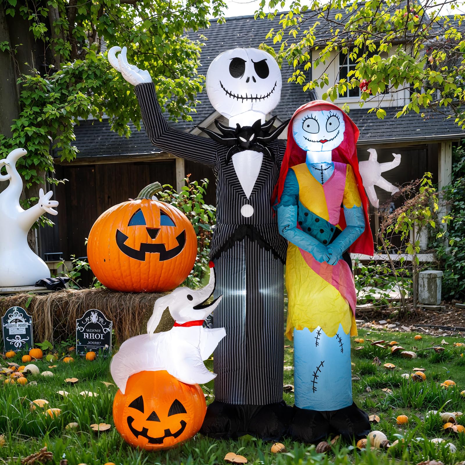 Photo 1 of Nervure 6Ft Halloween Decoration Outdoor Inflatable - Halloween Inflatable Decorations with Skeleton Dog and Pumpkin- Blow Up Inflatables with Built-in LED Lights for Yard Garden Lawn Decor