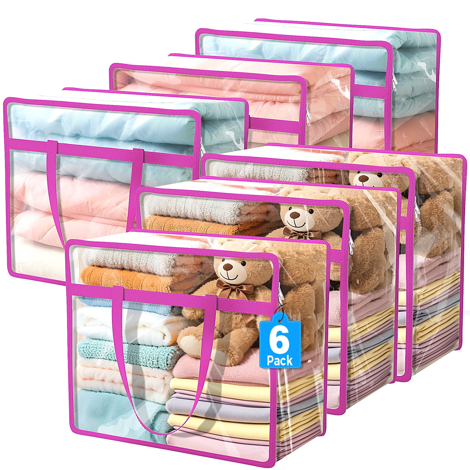 Budding Joy Clear Zippered Storage Bags for Clothes,40L Closet Organizers and Storage Containers Vinyl Moving Bag for Bedding, Linen, Blankets, Comforters, Clothing & Toys