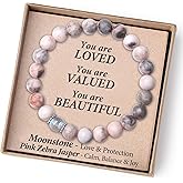 THEMEROL Valentines Day Gifts for Kids/Girls/Teens/Women-Love/Encouragement-Natural Crystal Bracelets-Handmade Cute Gifts