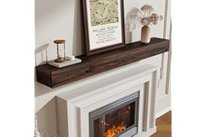 Marsmiles Fireplace Mantel Shelf 72 Inch, Rustic Handcrafted Wood Mantles for Over Fireplace, Farmhouse Wall Mounted Floating Shelves for Living Room Decor & Display, 72W x 5H x 8D, American Walnut