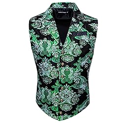 Barry.Wang Mens Green Silver Paisley Victorian Suit