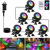 NATPOW RGB Underwater Pond Lights 6 Set IP68 APP Remote Timer Waterproof