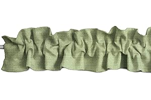 Zen Creative Designs Faux Burlap Sleeve Topper Window Valance Top Bottom Ruffle Home Décor Bedroom Nursery Kitchen Window (120" Wide x 9" Tall, Willow)