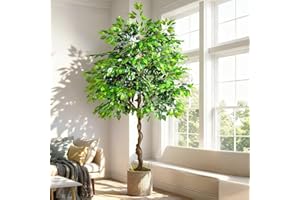 Handcrafted 7ft Artificial Ficus Trees Realistic Tall Fake Plant Faux Tree Artificial Plants for Decor Indoor Home Living Roo