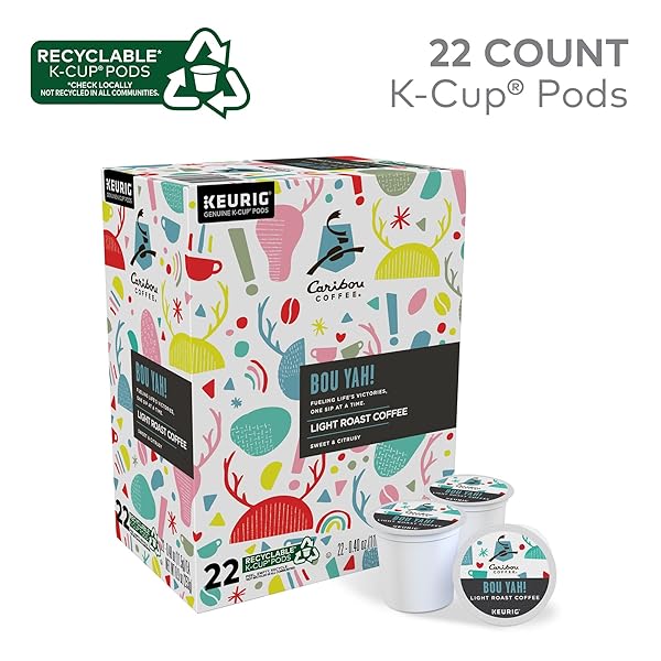 CARIBOU COFFEE BOU-YAH, KEURIG SINGLE SERVE K-CUP PODS, 22 COUNT