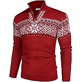 COOFANDY Men's Quarter Zip Pullover Sweater Casual Zip Up Polo Sweater Knit