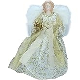 LinvMe 12 Inch Christmas Tree Topper Angel Treetop Ornament Vintage Xmas Indoor Decoration Gold