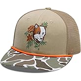 BASSDASH Camo Rope Trucker Hat Adjustable Embroidered Baseball Cap Mesh Back for Duck Deer Hunting Fly Fishing Camping