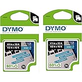 DYMO Authentic D1 Labels 1/2-Inch x 23-Foot Roll Black Print on White Self-Adhesive For LabelManager Label Makers 2-Pack