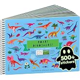 Cupkin Dinosaur Coloring &amp; Sticker Activity Book | 500+ Stickers | Spiral-bound kids craft format with 12 scenes, 12 art pages, side-by-side viewing, and an easy-peel design for ages 2&ndash;8