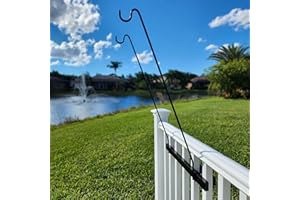 Hold It Mate Long Hook Kits Ideal for Bird Feeders, Lighter Flower Baskets, Chimes, etc. for Vertical Spindled Deck Railings Only ((2) 34" on a 24" Mount)